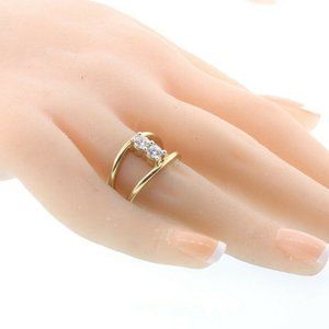 CUTE DIAMONIQUE DOUBLE BAND RING 18K OVER STERLING